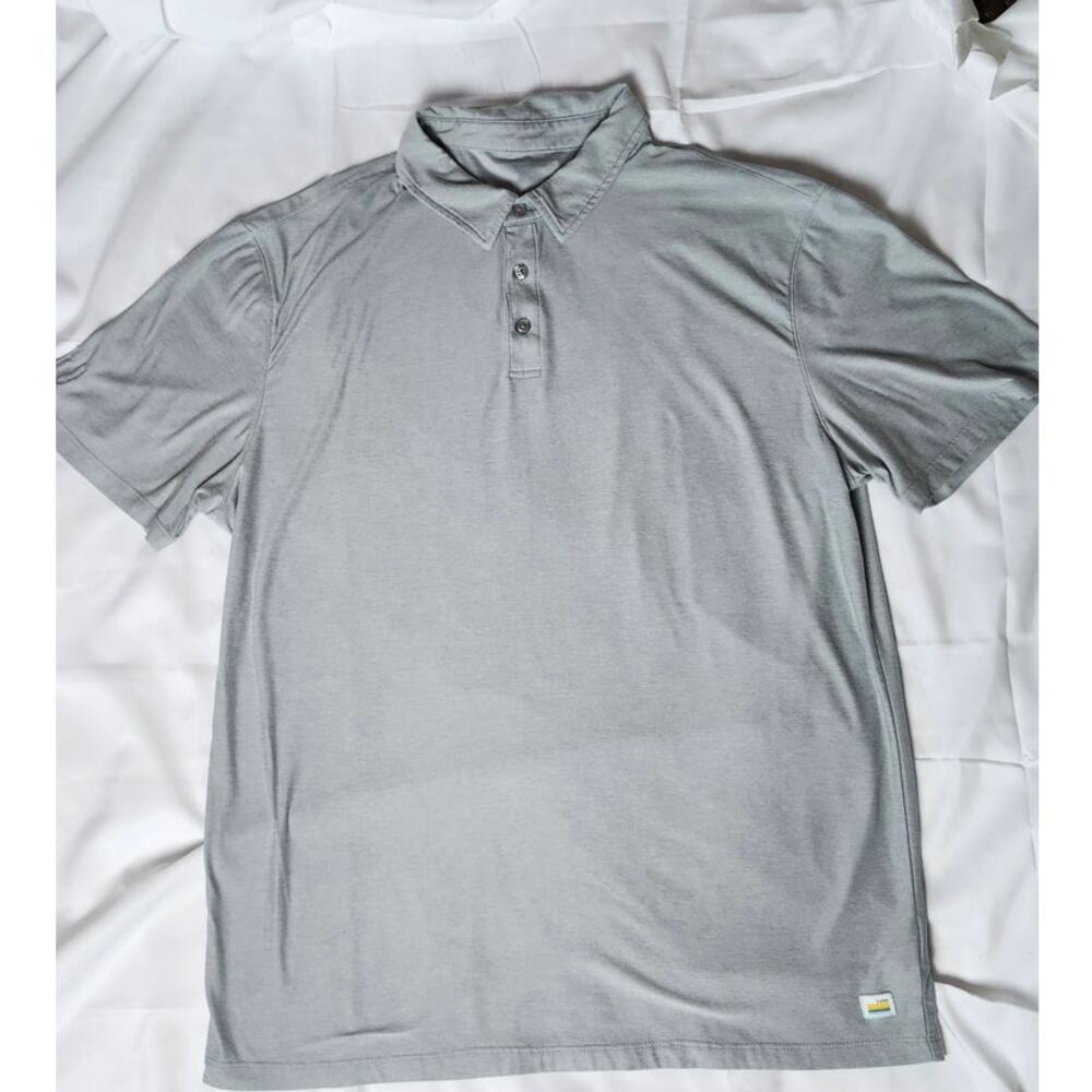 Vuori Strato Tech Polo Men's Large Light Gray Performance Stretch Short Sleeve